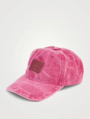 Canvas Baseball Cap With Leather Logo Patch