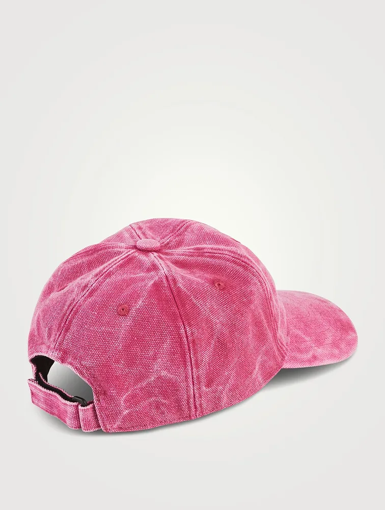 Canvas Baseball Cap With Leather Logo Patch