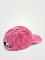 Canvas Baseball Cap With Leather Logo Patch
