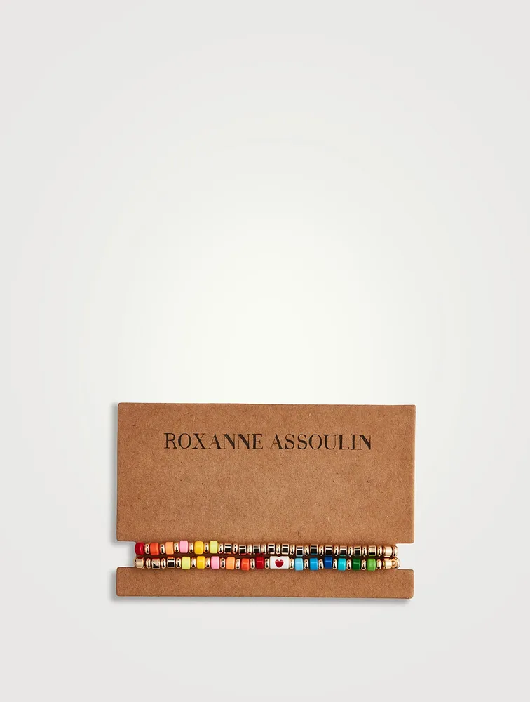 Set Of Two Little Rainbow Hearts Bracelets