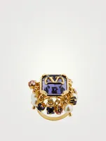 VLOGO Signature Ring With Faux Pearls And Crystal