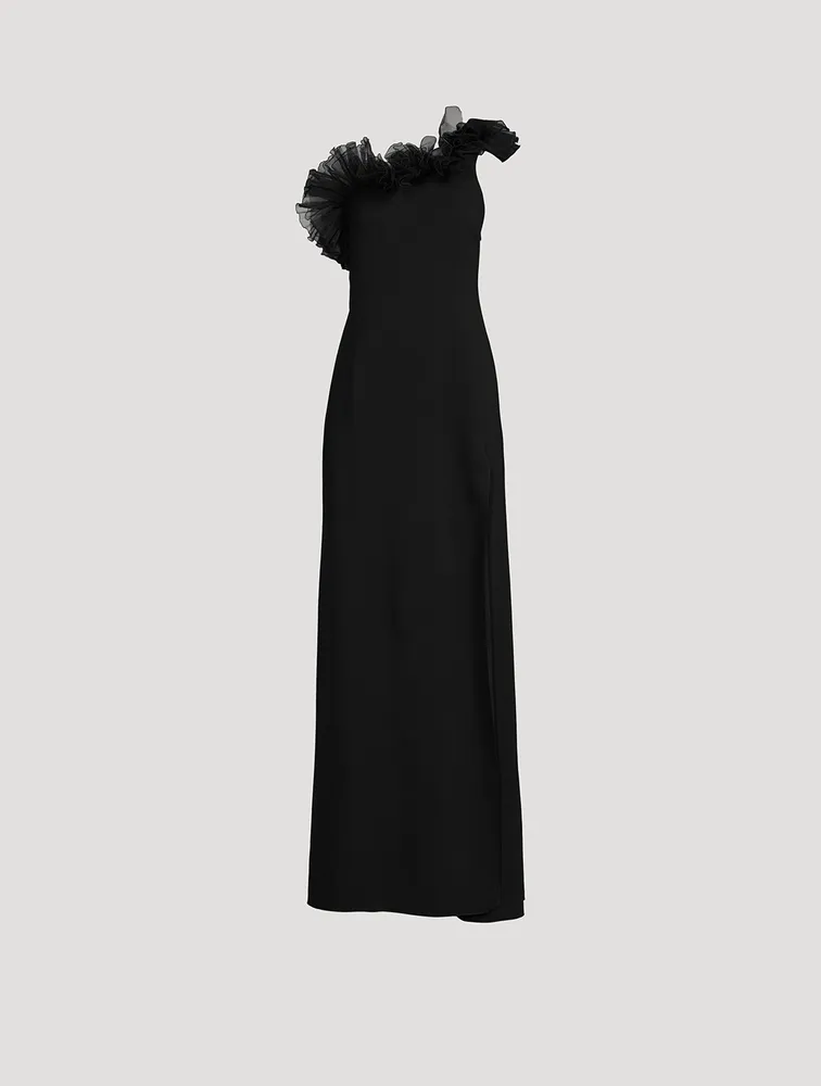 Ruffled Off-The-Shoulder Gown