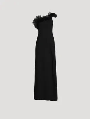 Ruffled Off-The-Shoulder Gown