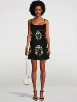 Floral-Embroidered Tweed Bouclé Mini Dress