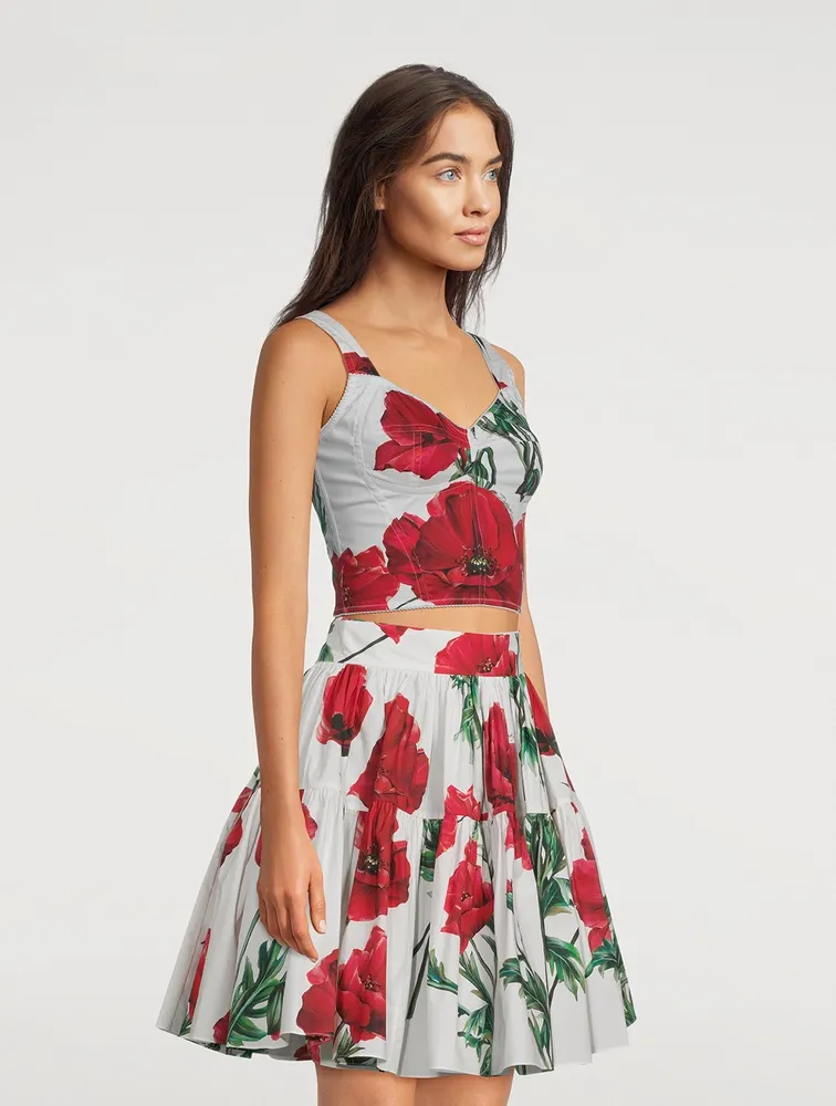 Poplin Corset Top Poppy Print