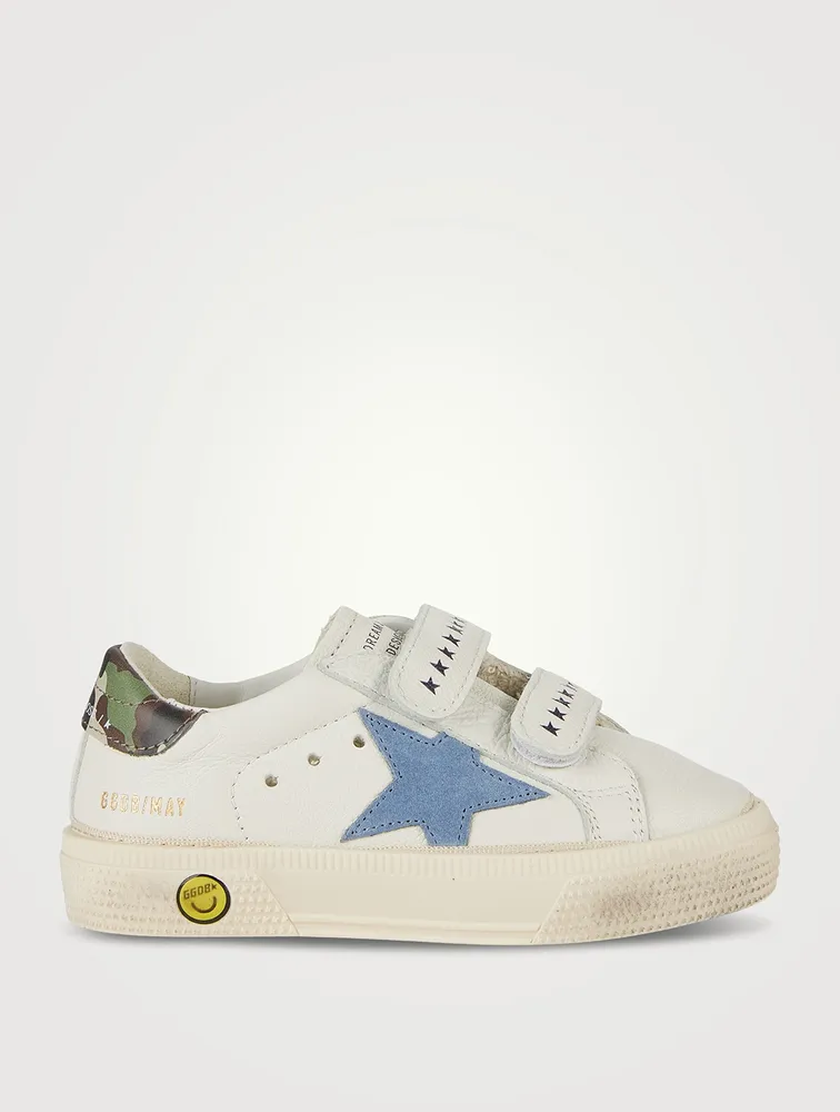 Baby May School Leather Sneakers With Camouflage Heel