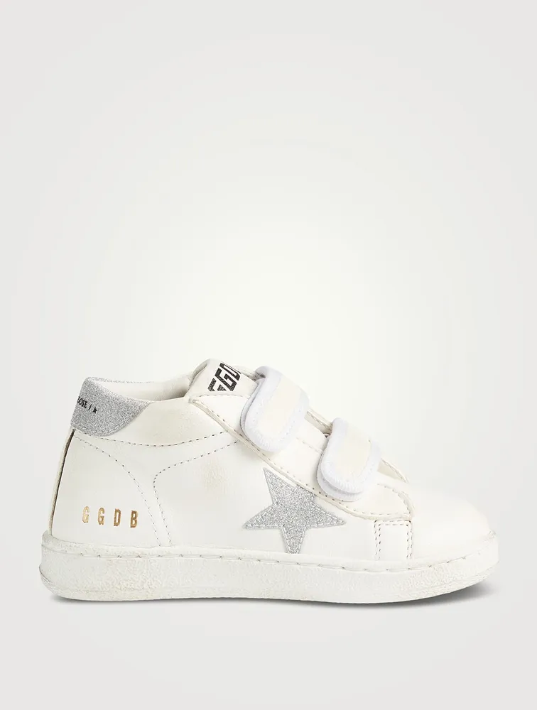 Baby June Leather Sneakers With Glitter Star And Heel