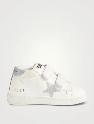 Baby June Leather Sneakers With Glitter Star And Heel