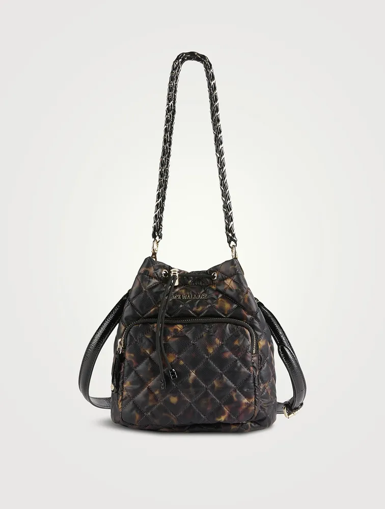 Crosby Drawstring Bucket Bag In Tortoise Print
