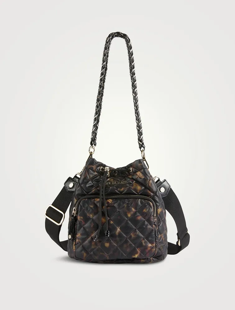 Crosby Drawstring Bucket Bag In Tortoise Print