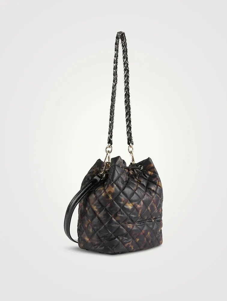 Crosby Drawstring Bucket Bag In Tortoise Print