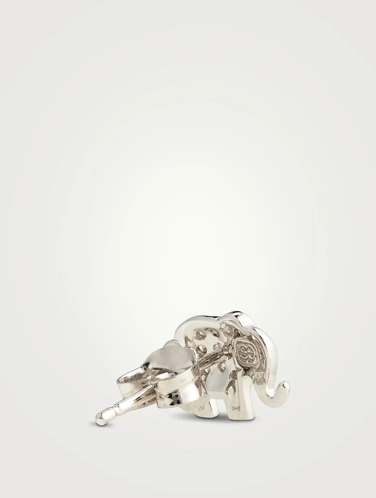 14K Gold Elephant Stud Earrings With Diamonds