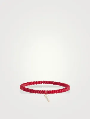 Beaded Bracelet With 14K Gold Love Script Charm