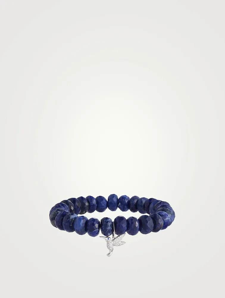 Beaded Bracelet With 14K Gold Hummingbird Charm