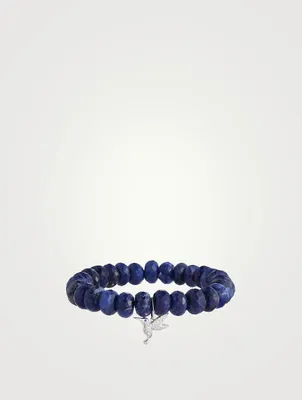 Beaded Bracelet With 14K Gold Hummingbird Charm