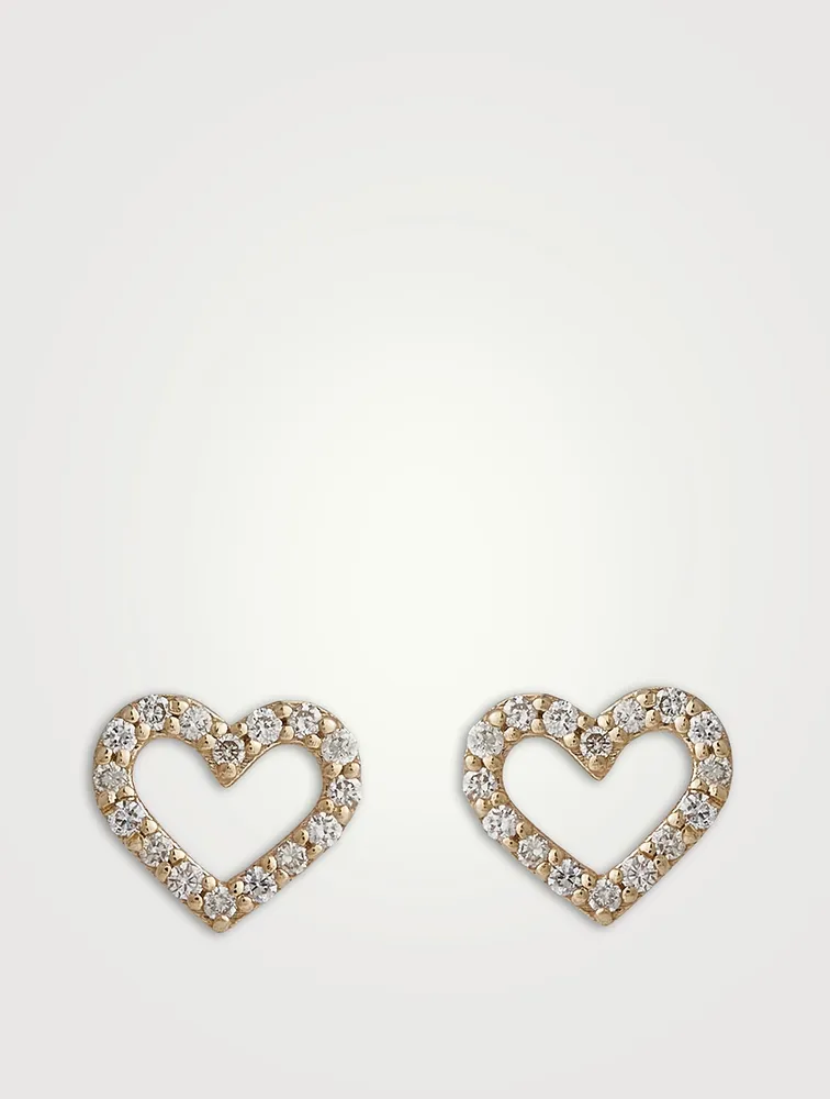 14K Gold Open Heart Earrings