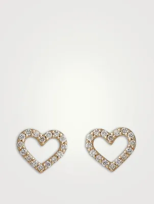 14K Gold Open Heart Earrings