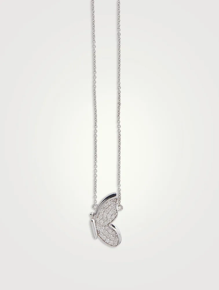 14K Gold Pavé Butterfly Necklace