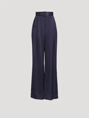 Silk Wide-Leg Trousers