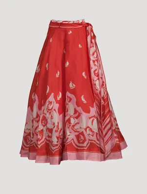 High Tide Maxi Skirt Sailboat Print