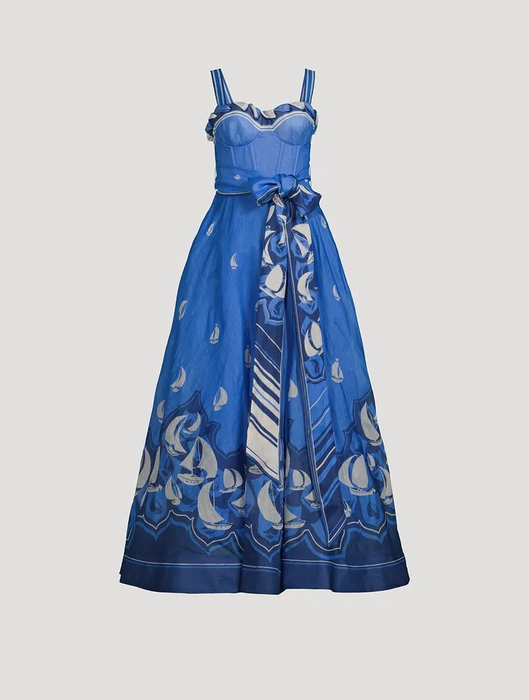 High Tide Eyelet Maxi Dress Sailboat Print