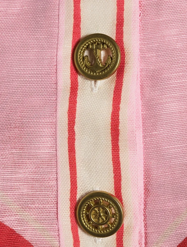 High Tide Cropped Shirt Sailboat Print