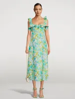 High Tide Frilled Midi Dress Floral Print