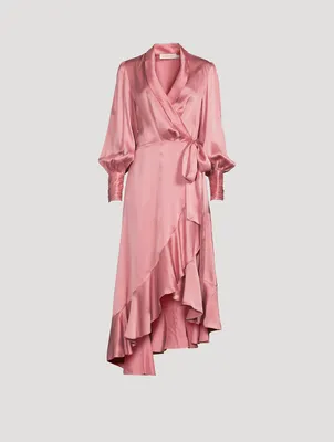 Silk Wrap Midi Dress