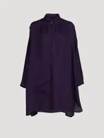 Linen Long Sloped-Shoulder Shirt