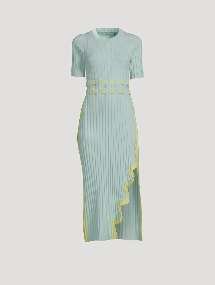 Jodie Pleated Long Dress With Wavy Side Slit