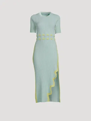 Jodie Pleated Long Dress With Wavy Side Slit