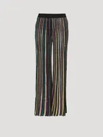 Sequin-Embellished Wide-Leg Knit Pants