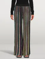 Sequin-Embellished Wide-Leg Knit Pants