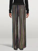 Sequin-Embellished Wide-Leg Knit Pants