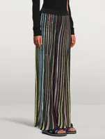 Sequin-Embellished Wide-Leg Knit Pants
