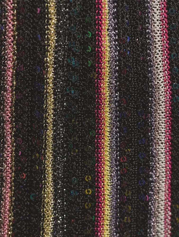 Sequin-Embellished Wide-Leg Knit Pants