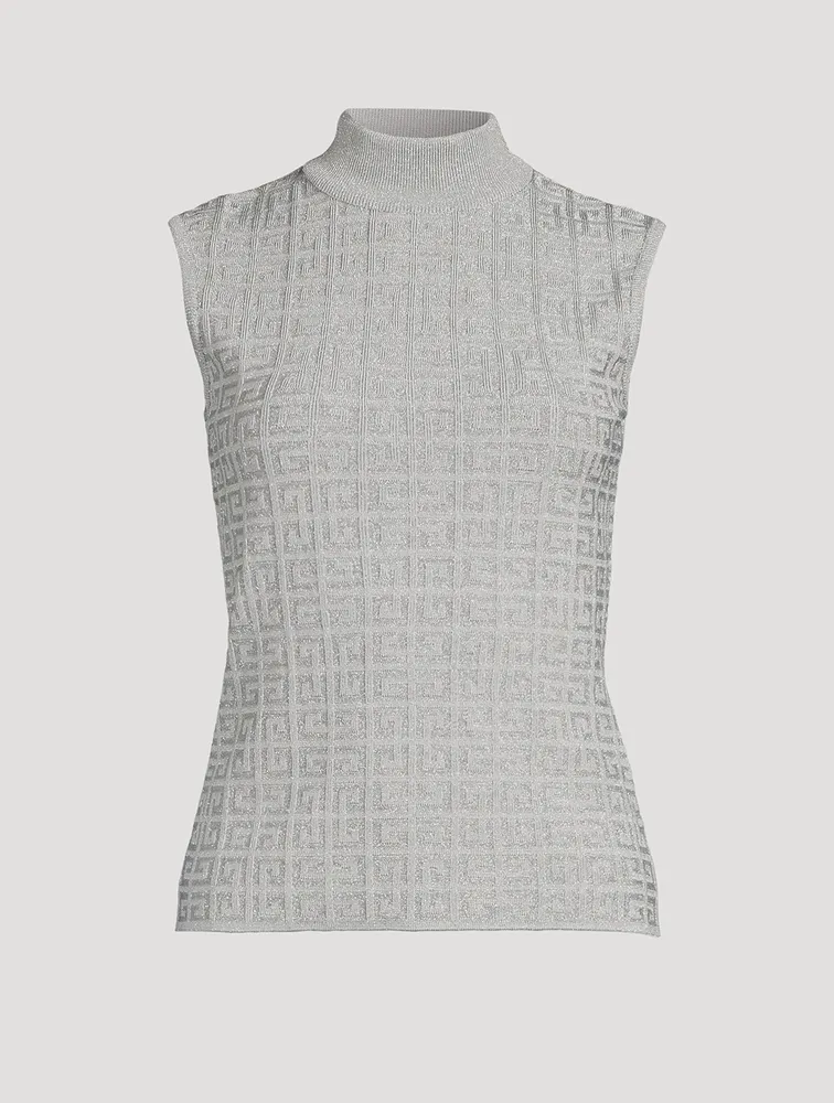 Metallic 4G Jacquard Mockneck Shell