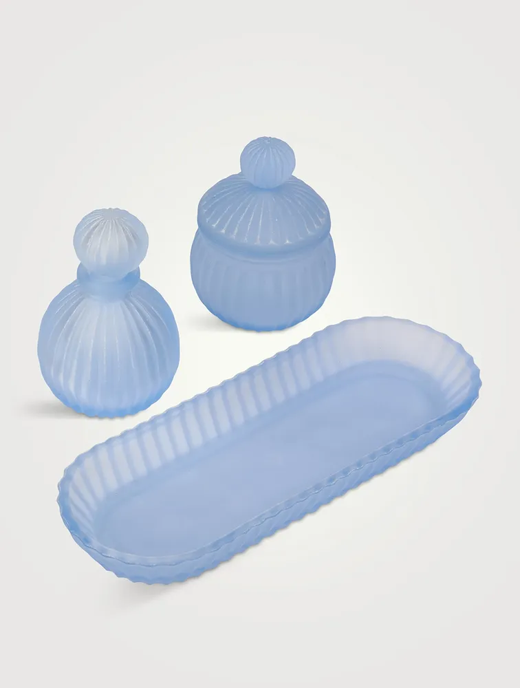 Three-Piece Frosted Glass Vanity Set