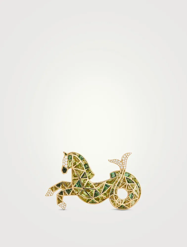 Vedius 18K Gold Brooch With Gemstones