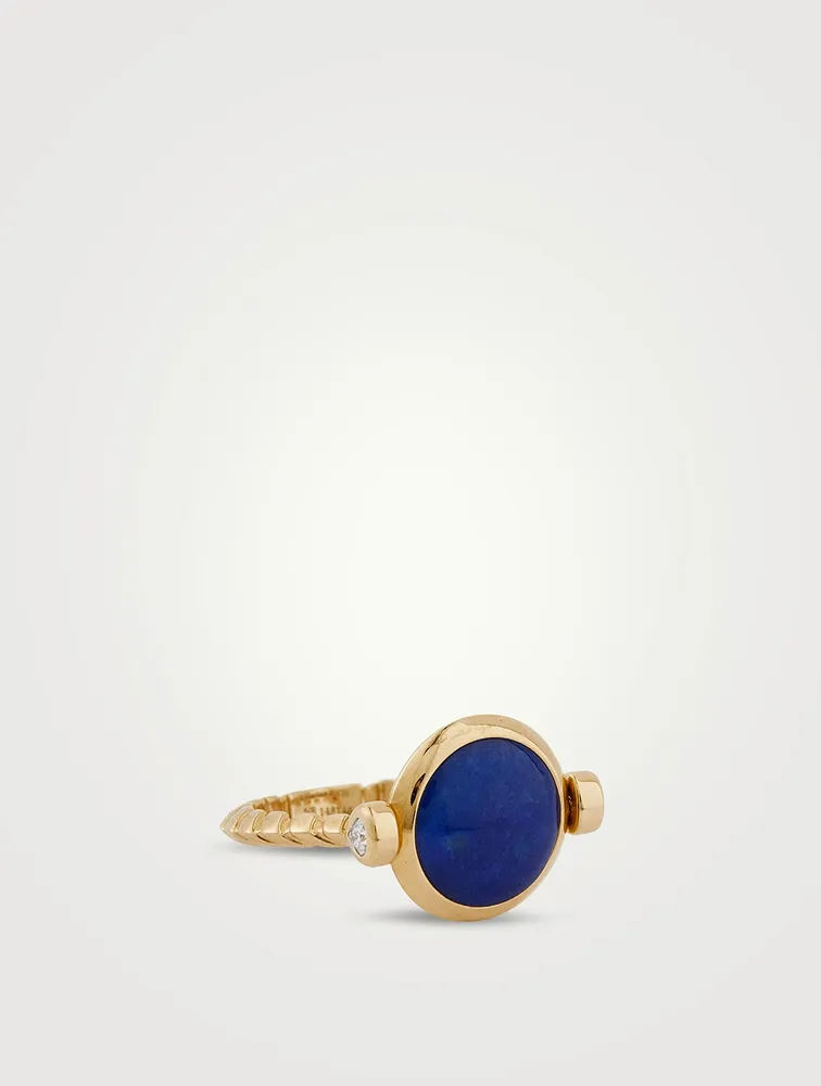 Soleil Mother of Pearl Lapis Flip Ring