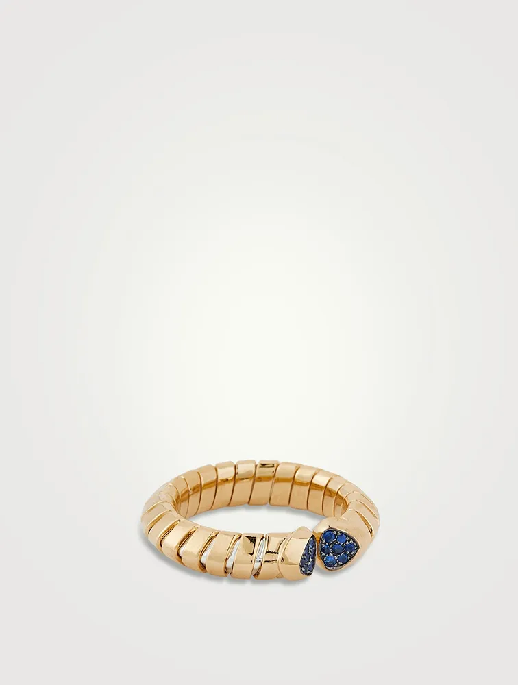 Trisolina Blue Sapphire Pavé Ring