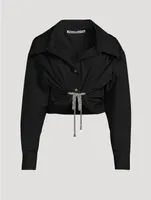 Crystal Tie Cropped Poplin Shirt
