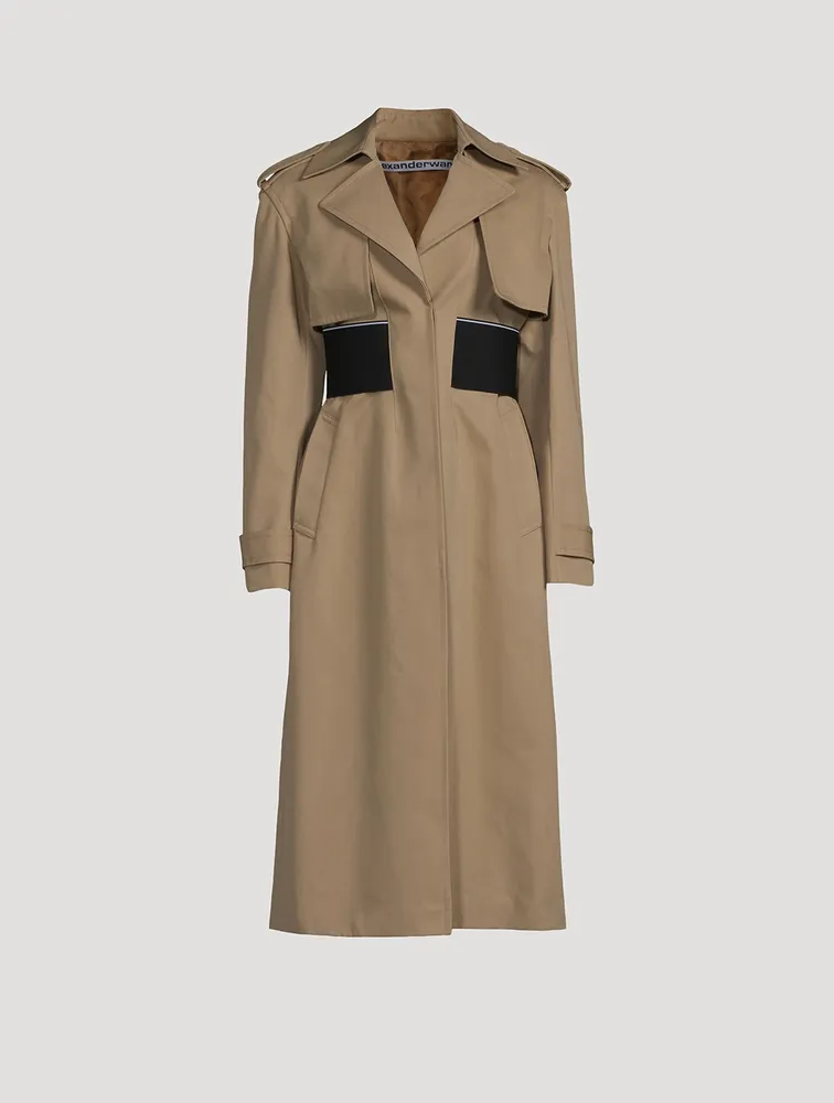 Logo-Elastic Trench Coat