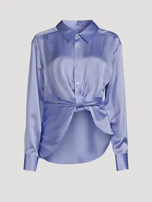 Draped Silk Charmeuse Shirt
