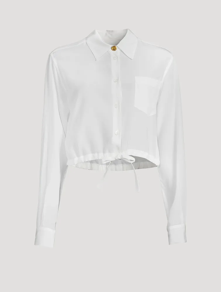 Cropped Silk Drawstring Shirt