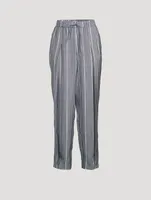 Silk Balloon Trousers Stripe Print