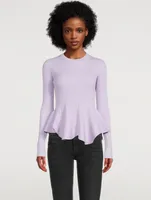 Rib-Knit Fluted Peplum Sweater