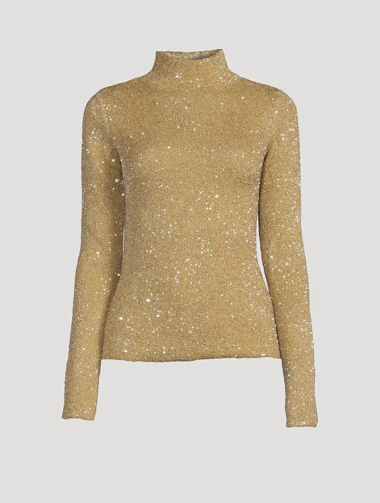 Sequin Knit Cut-Out Sweater