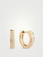 18K Gold Two-Row Huggie Earrings With Diamonds