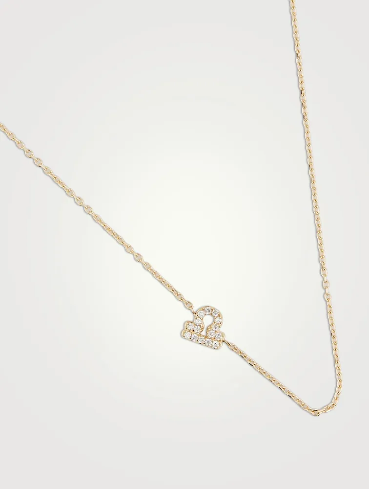 Love Letter 14K Gold Libra Pavé Zodiac Necklace With Diamonds